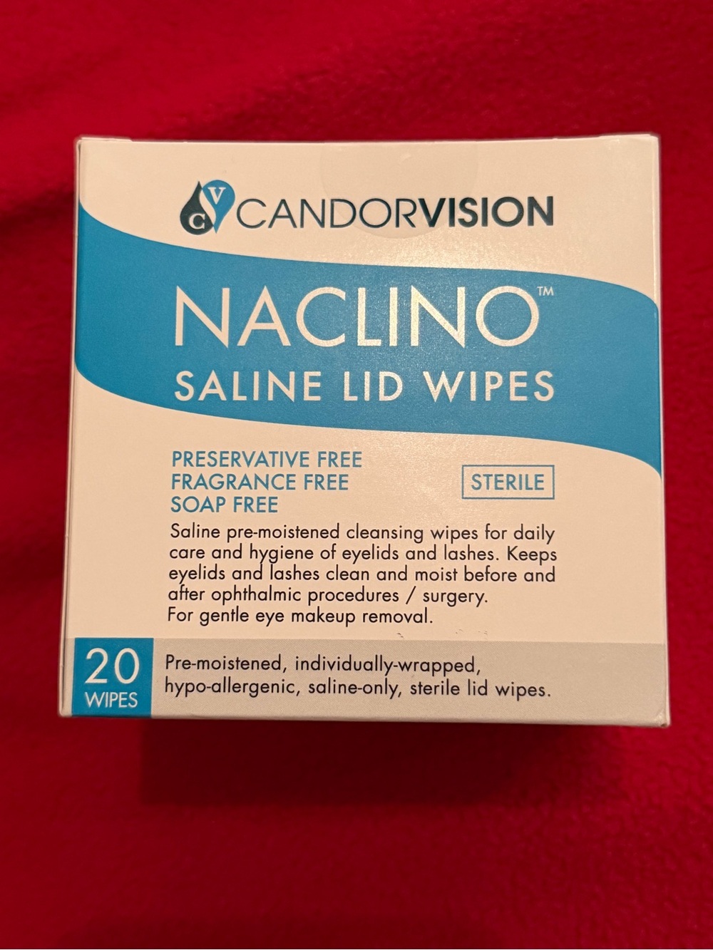 Naclino Saline Lid Wipes - Blue